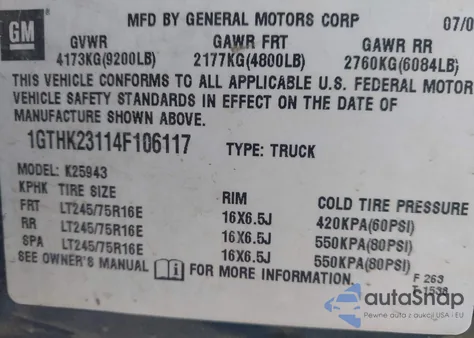 2004 GMC Sierra 2500Hd Slt from USA, damaged, VIN 1GTHK23114F106117